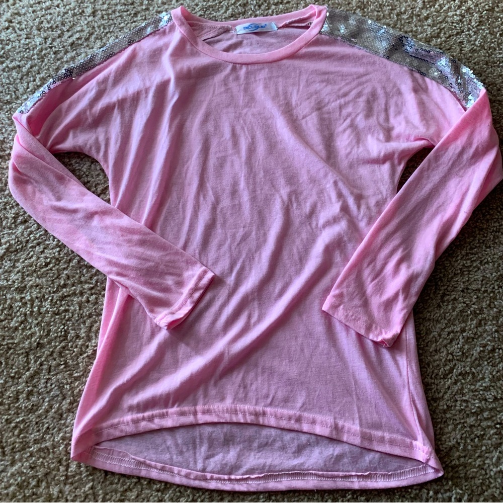 Sequin Shoulder Long Sleeve Top